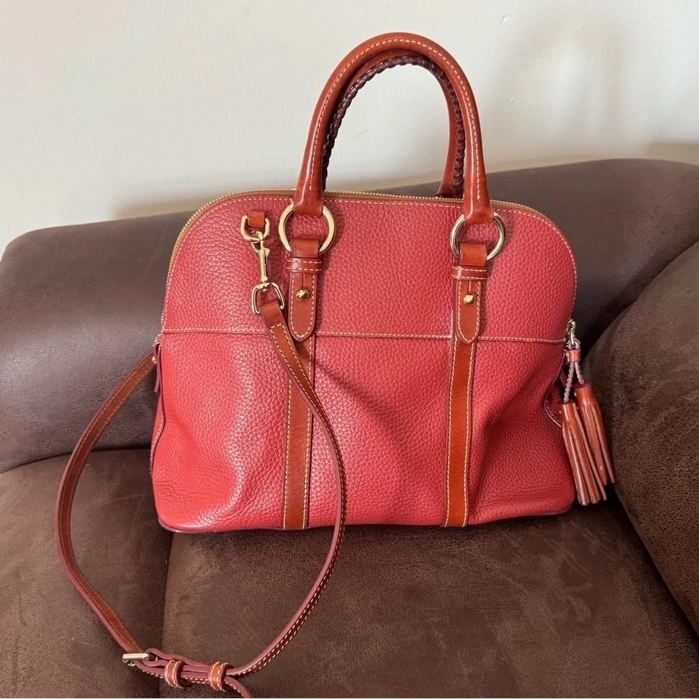 Dooney & Bourke Red Satchel with Gold Hardware